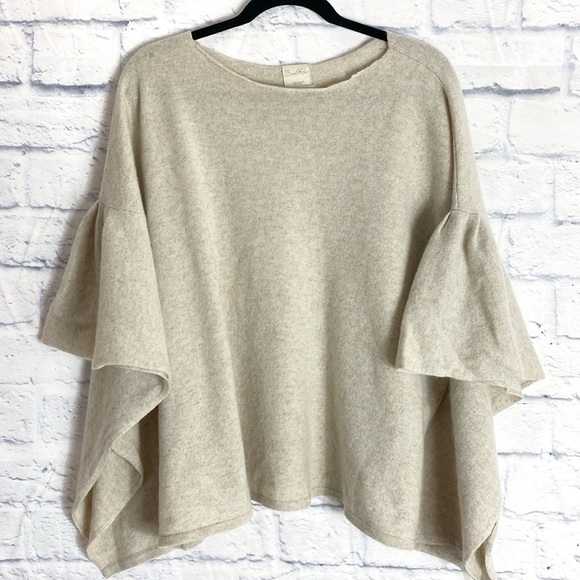 Zara oatmeal cashmere sweater poncho cape - Picture 1 of 4